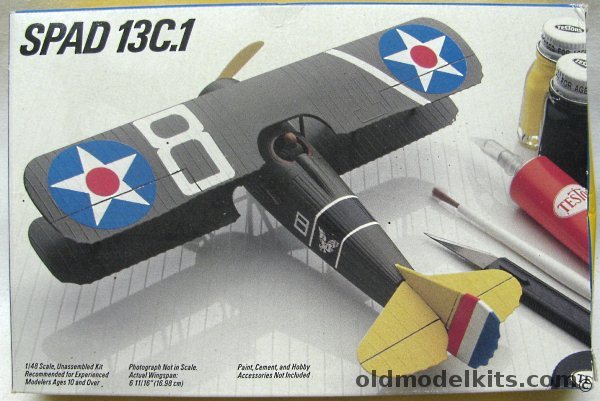 Testors 1/48 Spad XIII C.1 - US Army Air Service 17th Pursuit Squadron Selfridge Field - (Ex-Hawk), 617 plastic model kit